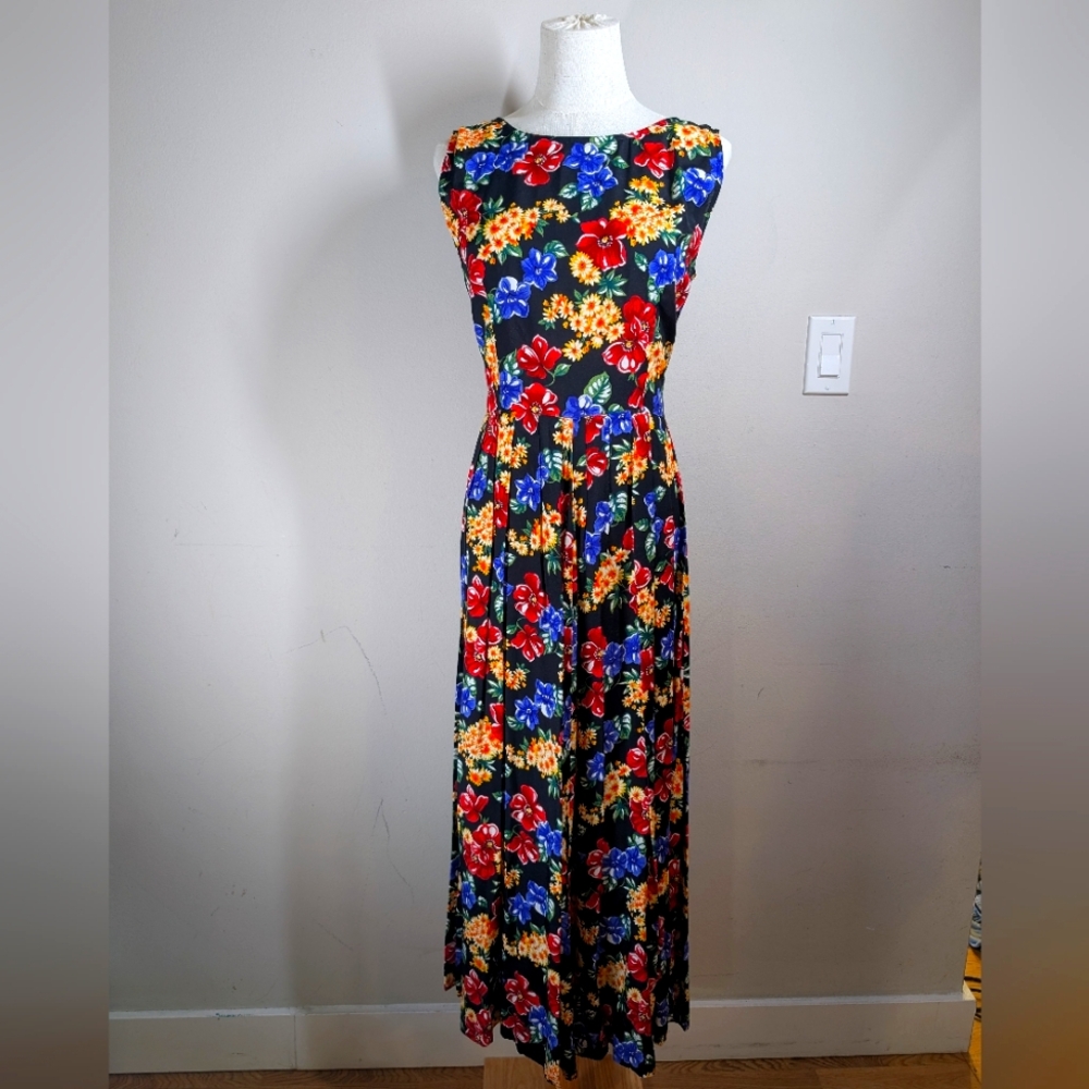 Vintage Part Two Black Floral Maxi dress size 10